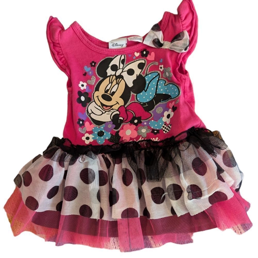 Disney Minnie Mouse pink polka dot tulle dress size 12 months